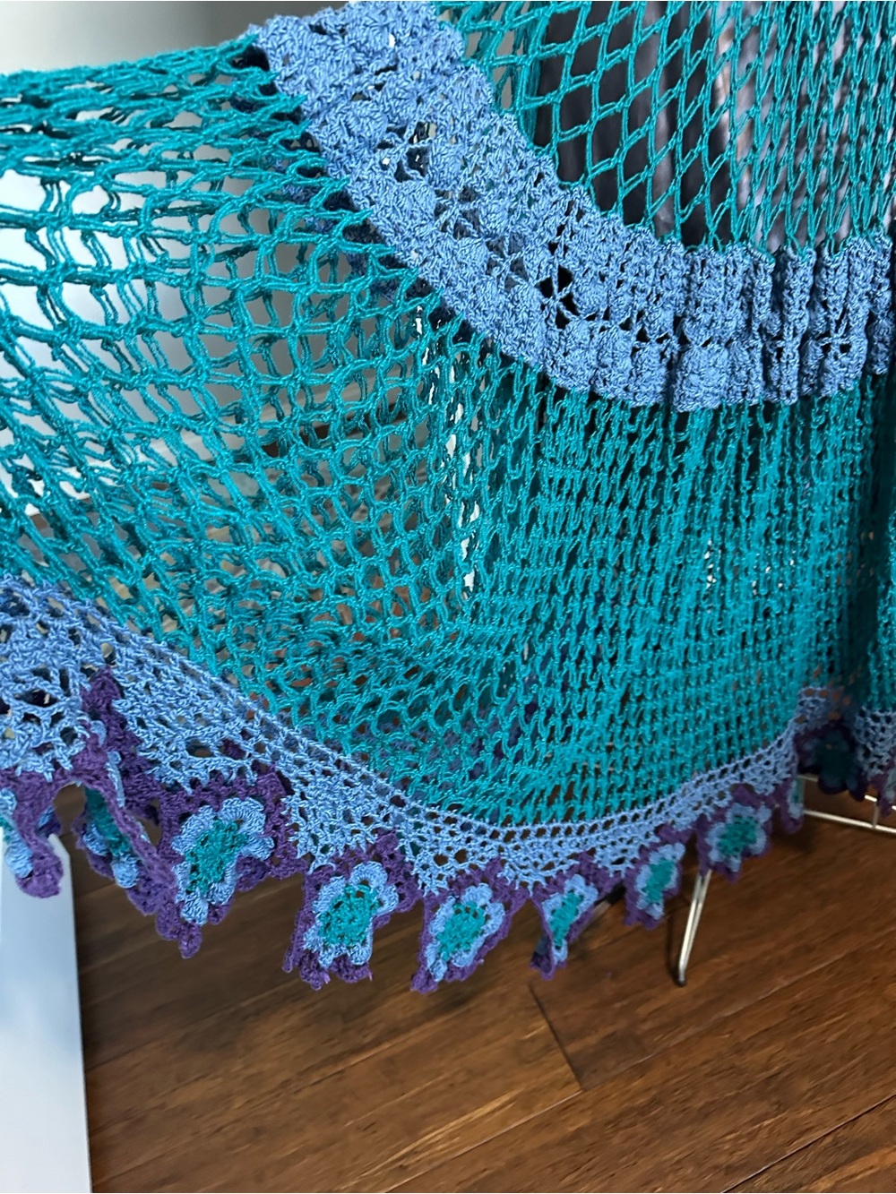 Handmade Crochet Teal, Blue & Purple Maxi Dress. - Picture 5 of 5